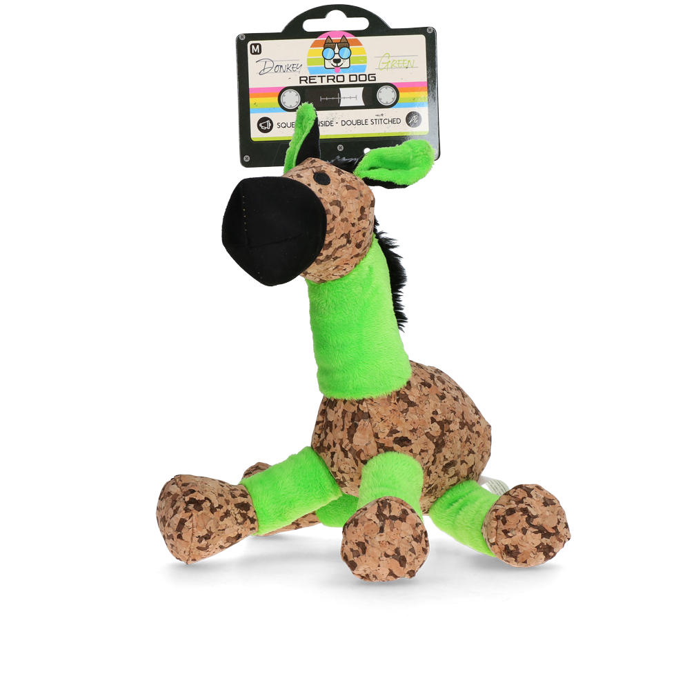 Retro Dog Donkey Groen M - Speelgoed voor Honden - afbeelding 1
