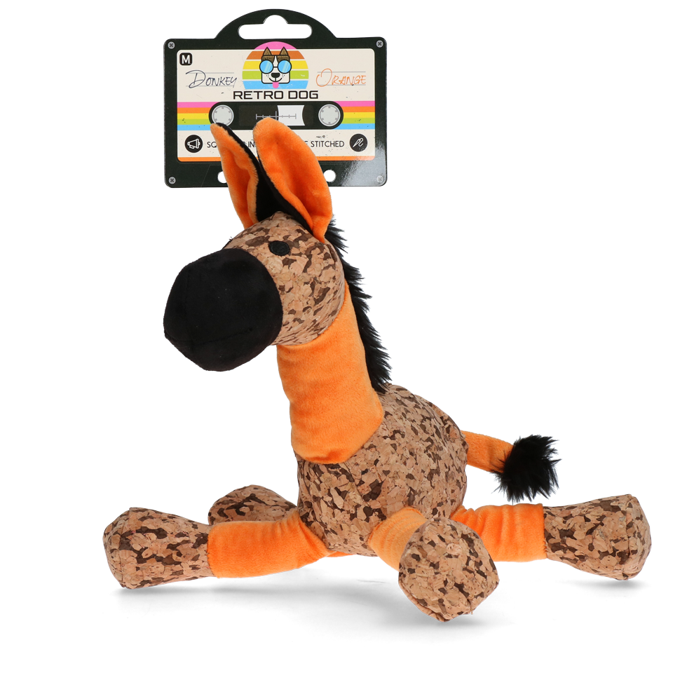 Retro Dog Donkey Oranje M - Speelgoed voor Honden - afbeelding 1