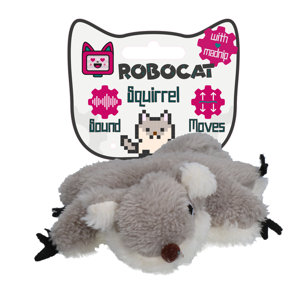 Robocat Eekhoorn - Bewegend en piepend kattenspeeltje met madnip - afbeelding 1