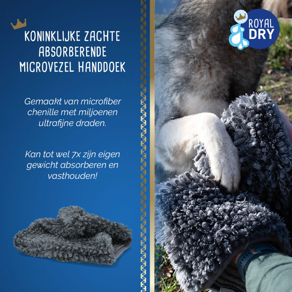 Royal Dry Handdoek Voor Honden - Microvezel, 35 x 81 cm - afbeelding 3