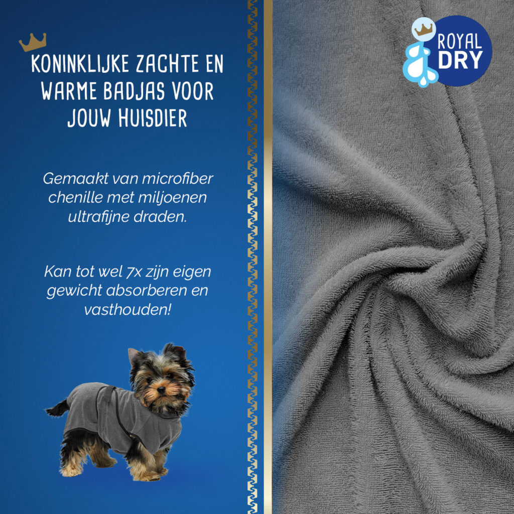 Royal Dry Badjas Voor Honden XS - Super absorberend en zacht - afbeelding 3