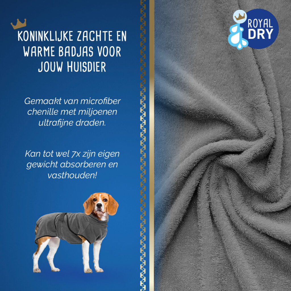 Royal Dry Badjas Voor Honden M - Absorberend en Zacht - afbeelding 3
