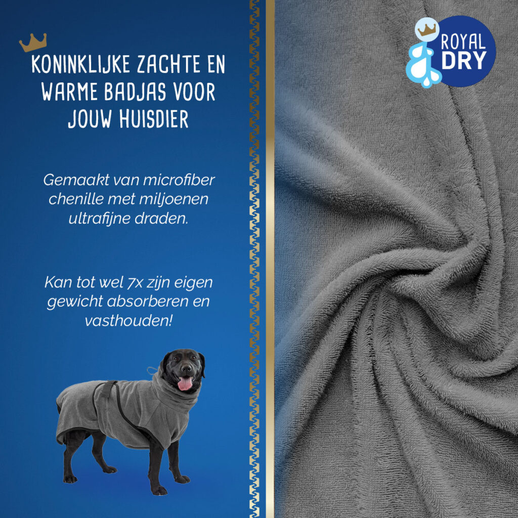 Royal Dry Badjas Voor Honden L - Super absorberend en zacht - afbeelding 3