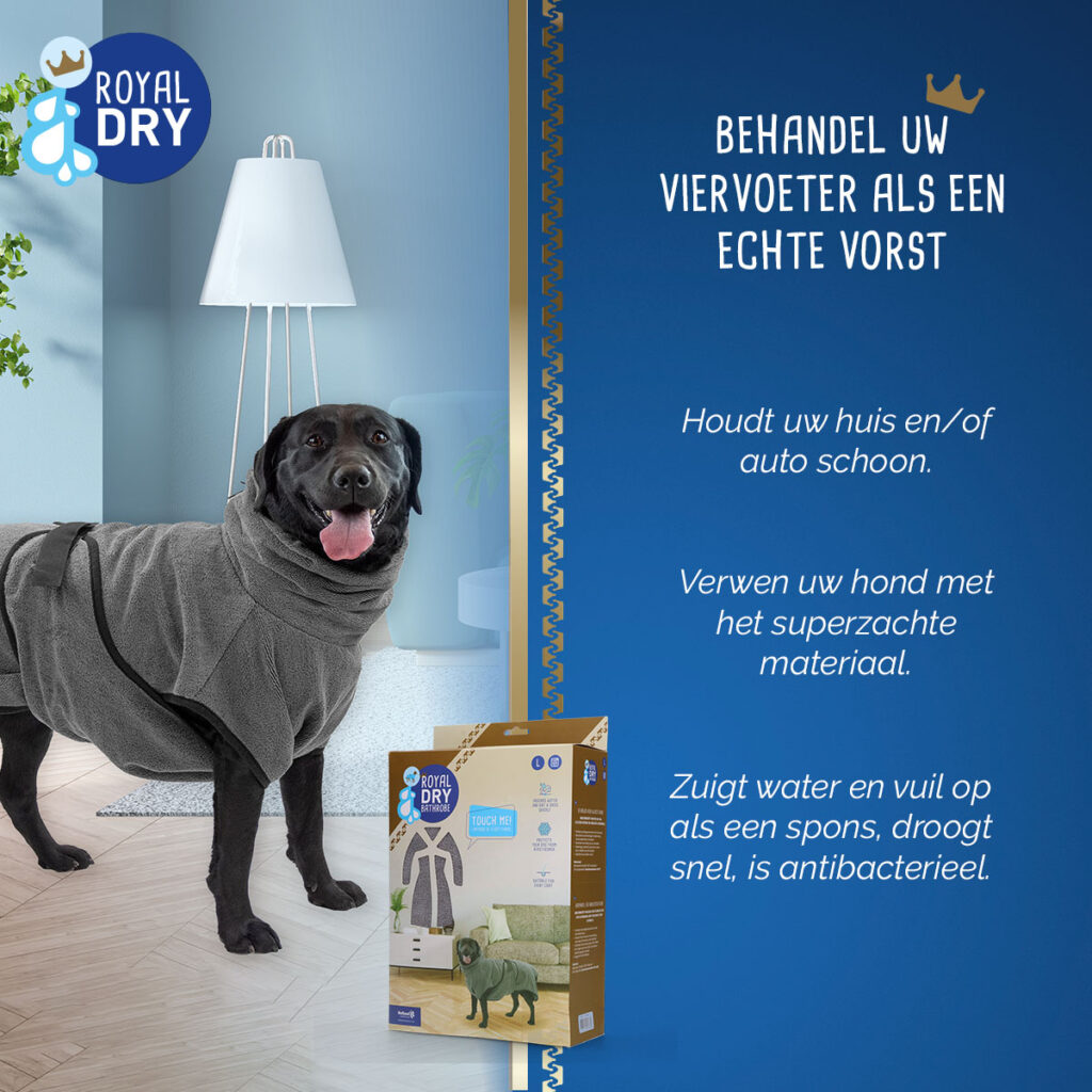 Royal Dry Badjas Voor Honden L - Super absorberend en zacht - afbeelding 4