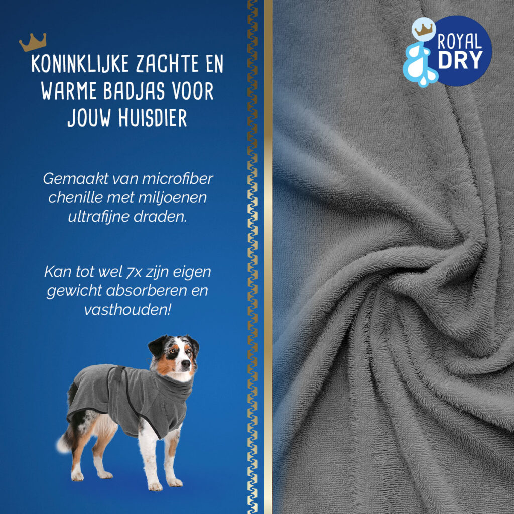 Royal Dry Badjas Voor Honden XL - Super absorberend en zacht - afbeelding 3