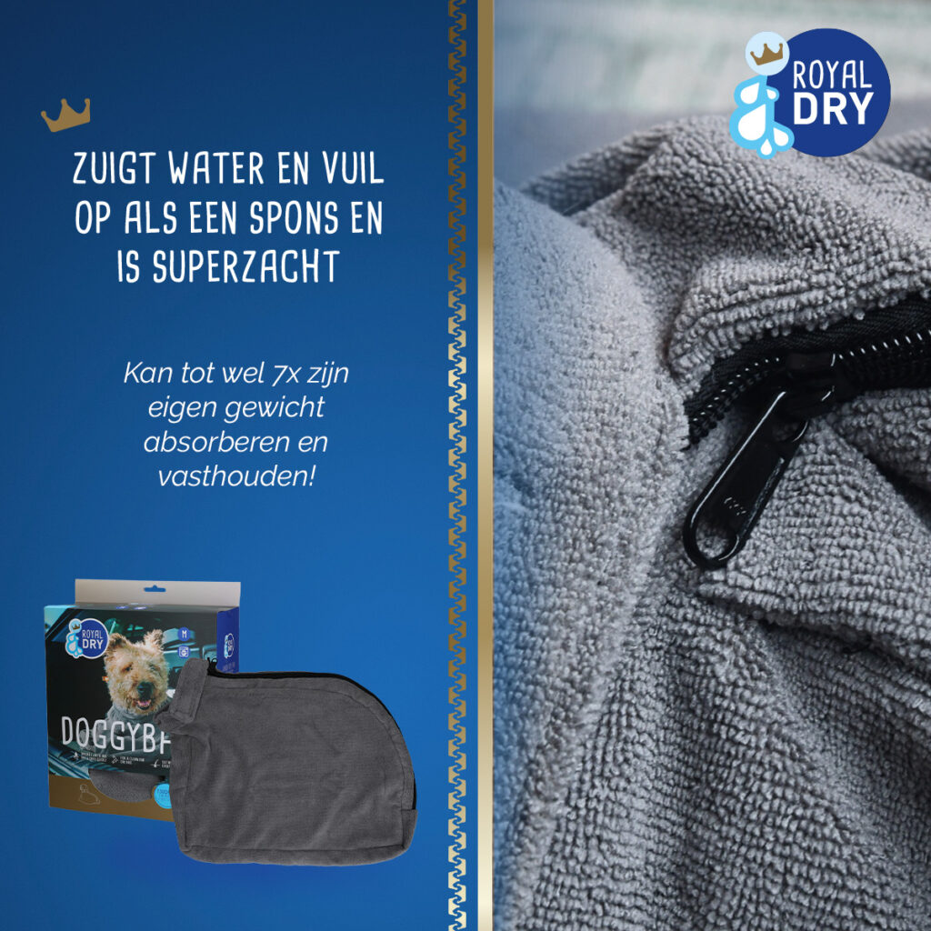 Royal Dry Doggy Bag Droogzak M - Super absorberend voor honden - afbeelding 4