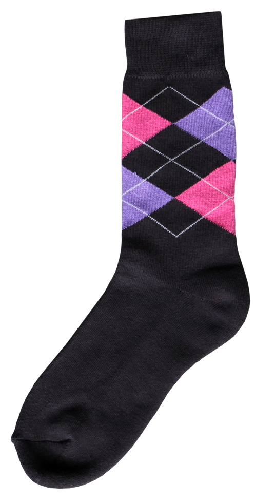 Ruitersok donkergrijs/roze/paars maat 43-46