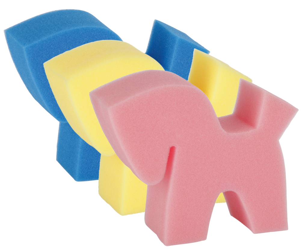 Spons Flecki Horse, set van 3 kleuren (blauw, roze, geel)