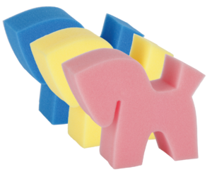 Spons Flecki Horse, set van 3 kleuren (blauw, roze, geel)