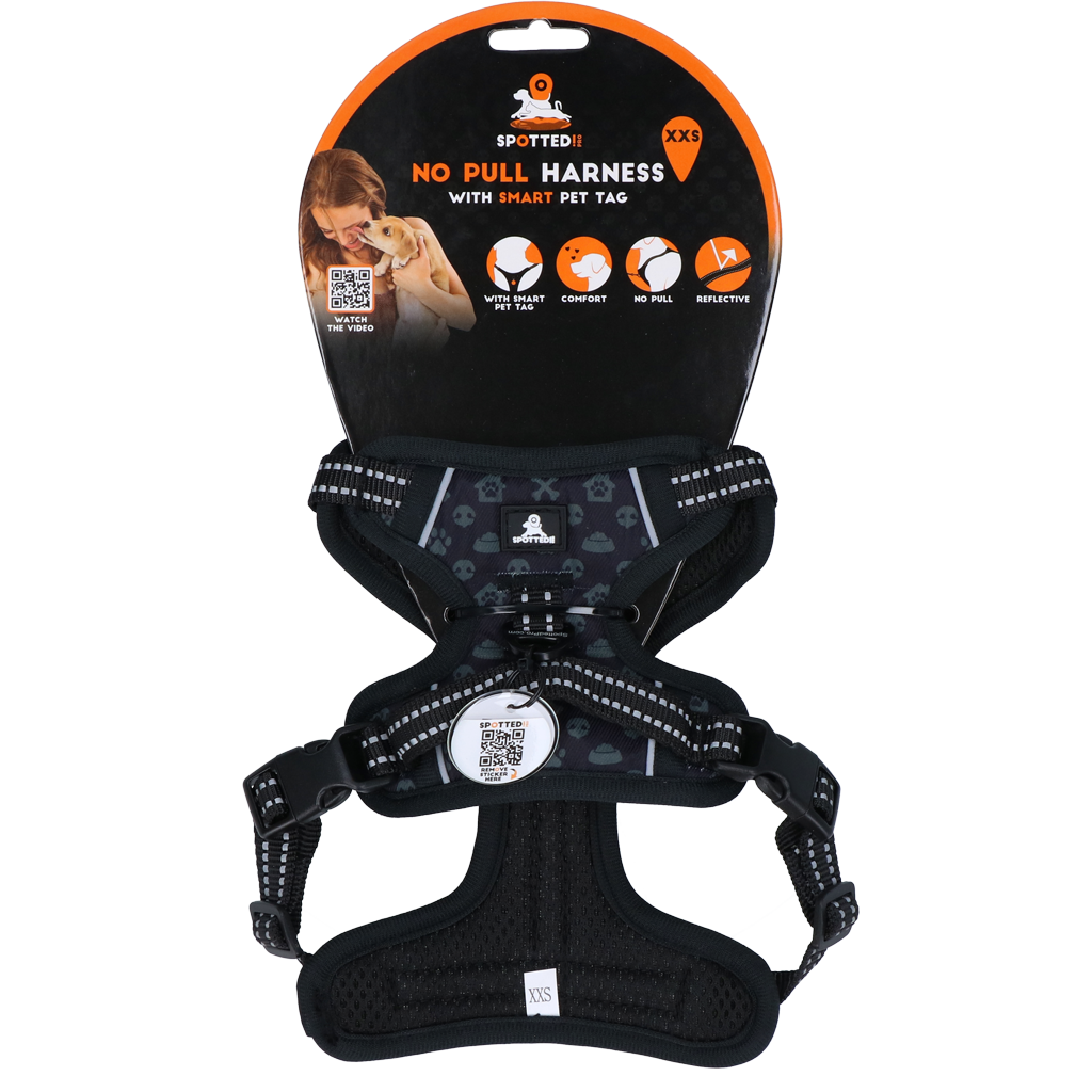 Spotted! Pro No Pull Harnas Donker Grijs XXS - Comfortabel en Veilig - afbeelding 1