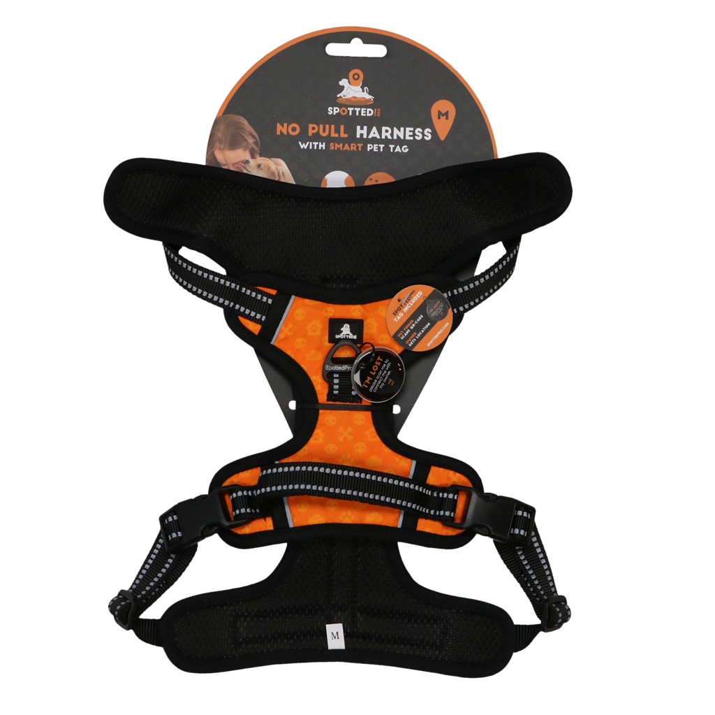 Spotted! Pro No Pull Harnas Oranje M - Anti Trek Harnas voor Honden - afbeelding 1