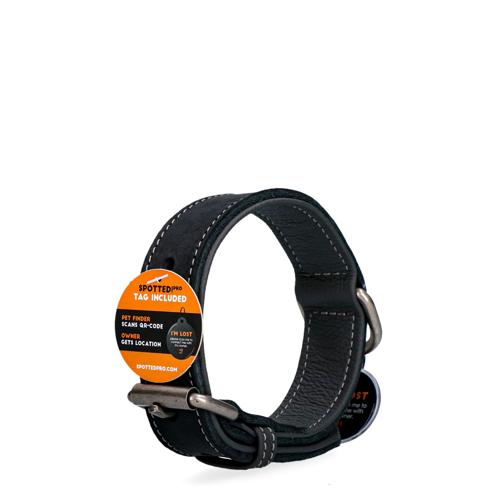 Spotted! Pro Leren Halsband Zwart 3 x 60 cm - afbeelding 4