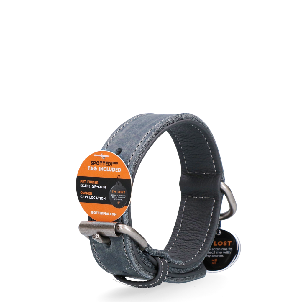 Spotted! Pro Leren Halsband Grijs 2,5 x 45 cm - afbeelding 4