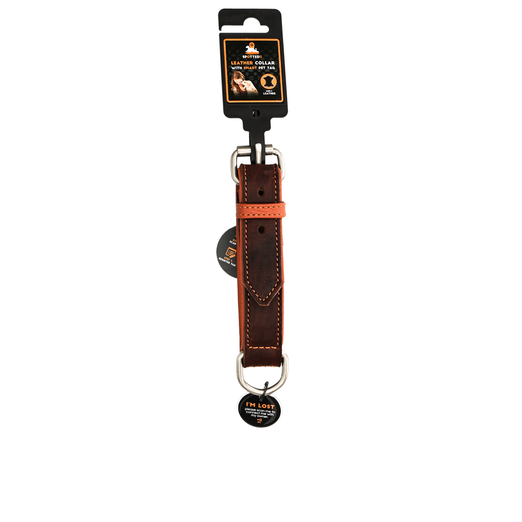Spotted! Pro Leren Halsband Bruin 2,5 x 50 cm - Comfortabel en Duurzaam - afbeelding 3