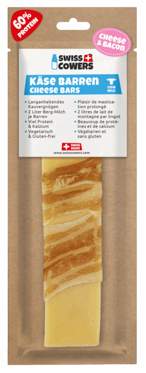 SwissCowers Cheese Bars Bacon L - 100% natuurlijke kaasstaaf voor honden