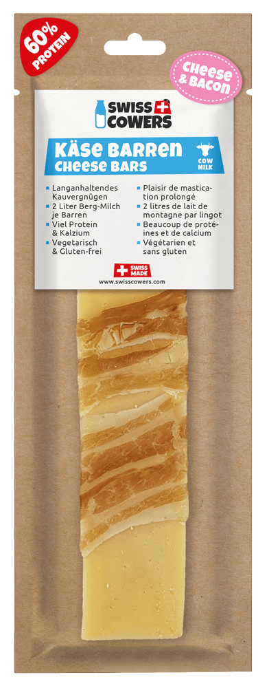 SwissCowers Cheese Bars Bacon L - 100% natuurlijke kaasstaaf voor honden - afbeelding 1