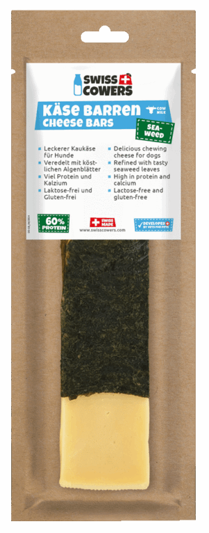 SwissCowers Cheese Bars Seaweed L - 100% natuurlijke kaasstaaf voor honden
