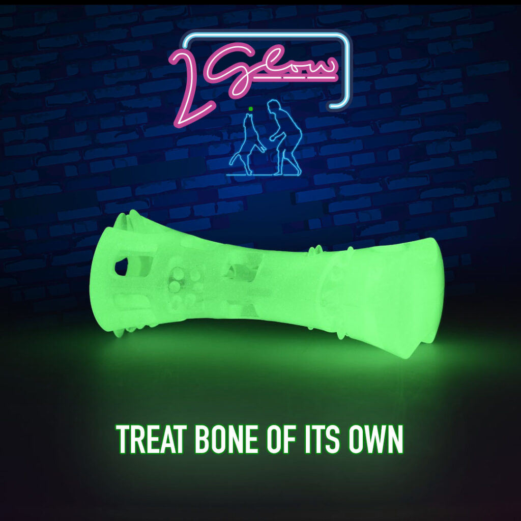 2 Glow Treat Bone - Lichtgevend Speelgoed voor Honden - afbeelding 3
