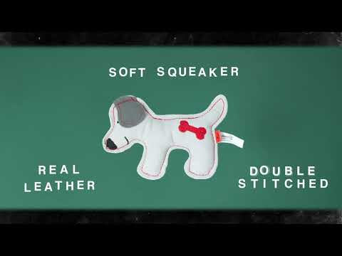 Doggy Doodles Puppy Lichtgrijs Runderleer Knuffeltje met Pieper - afbeelding 5