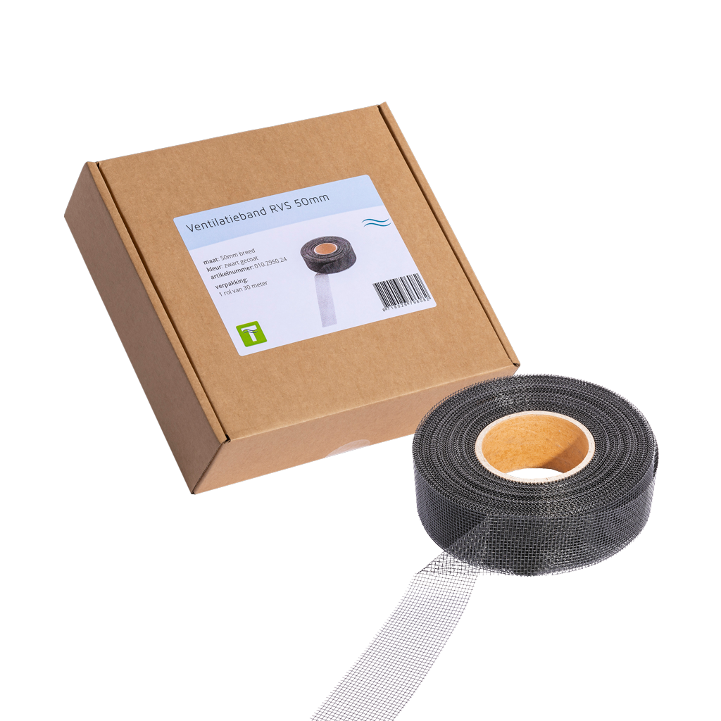 Ventilatieband RVS Zwart 30 m x 5 cm - VentiStrip - afbeelding 1