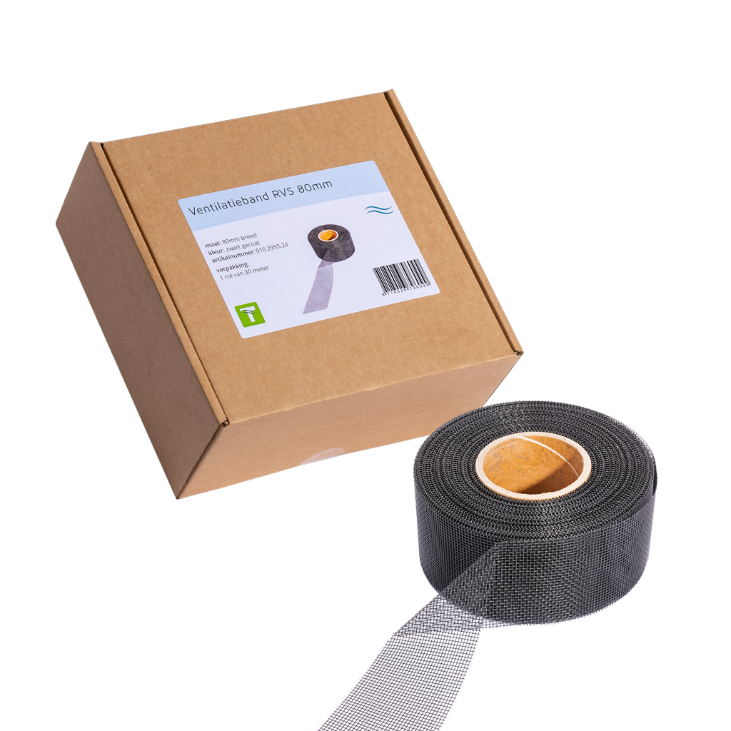 Ventilatieband RVS Zwart 30 m x 8 cm - VentiStrip - afbeelding 1