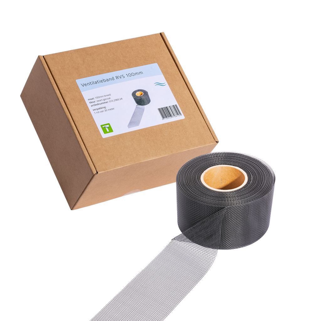 VentiStrip Ventilatieband RVS Zwart 30 m x 10 cm - afbeelding 1