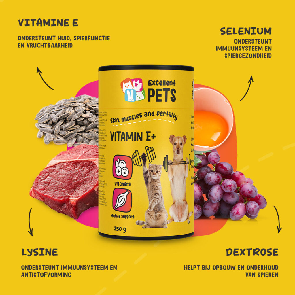Excellent Pets Vitamin E+ 250 g - Supplement voor honden en katten - afbeelding 5