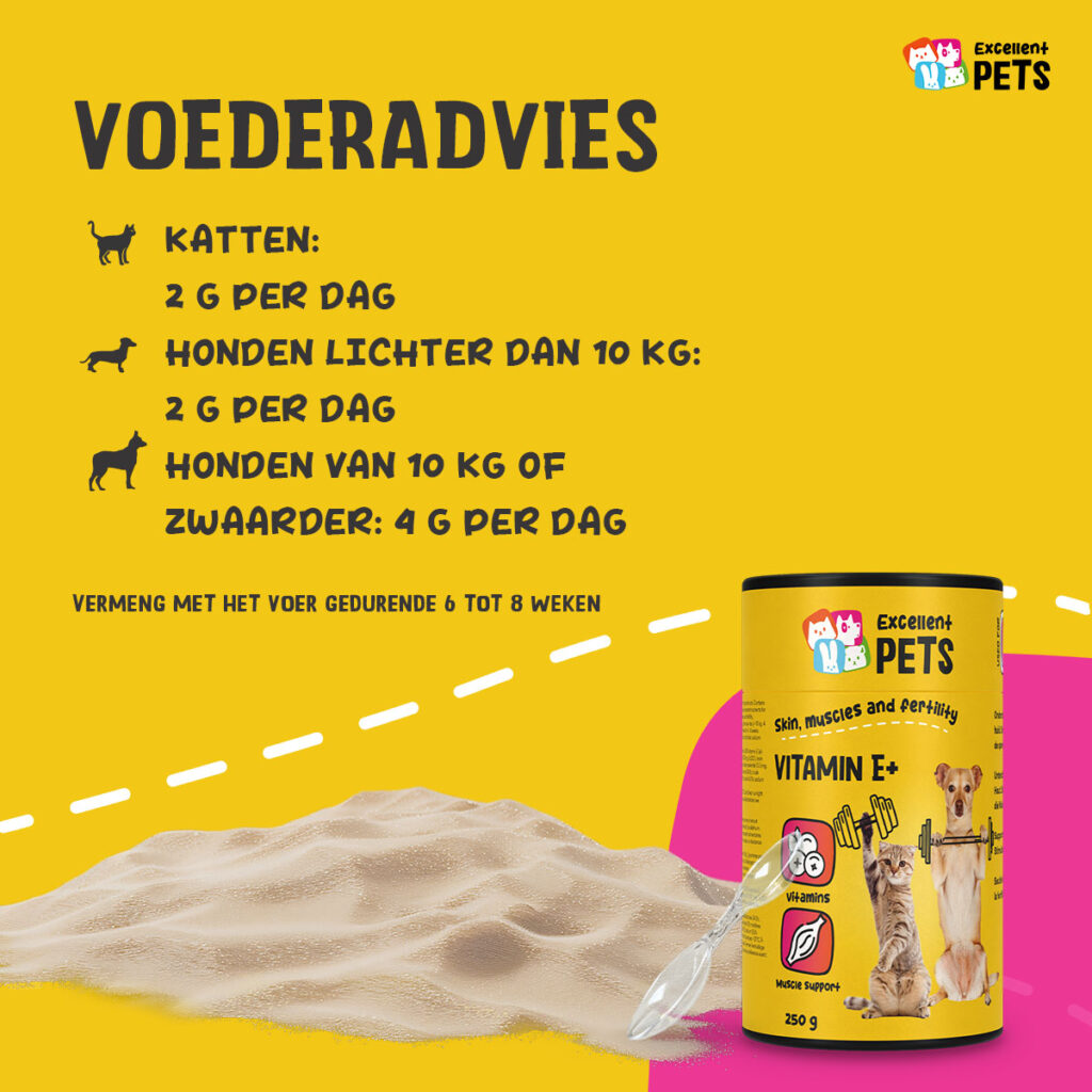 Excellent Pets Vitamin E+ 250 g - Supplement voor honden en katten - afbeelding 2