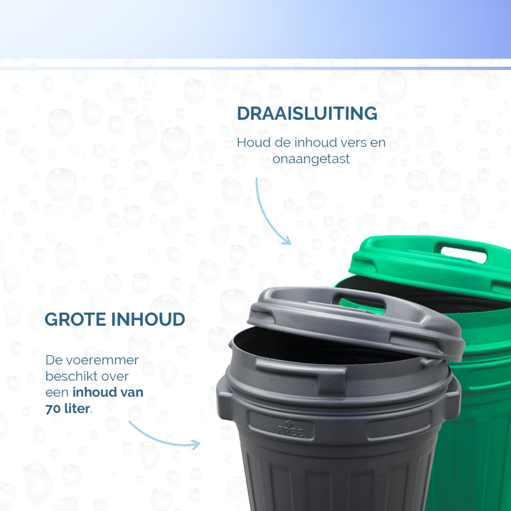 Voerton met draaisluiting 70 liter Zwart - Merkloos - afbeelding 4