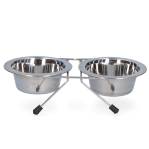 RVS voer- en drinkbak met standaard Ø 11 cm (200 ml)