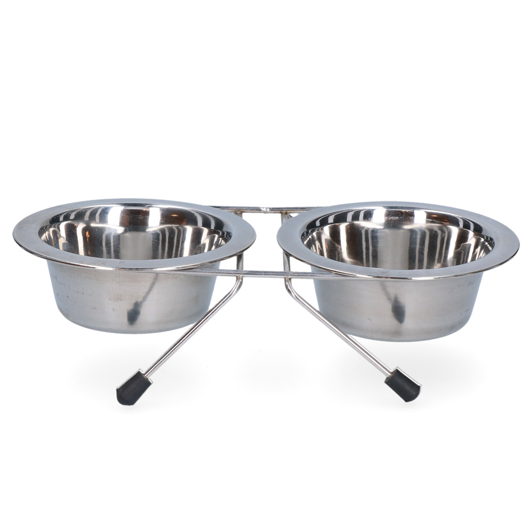 RVS voer- en drinkbak met standaard Ø 11 cm (200 ml)
