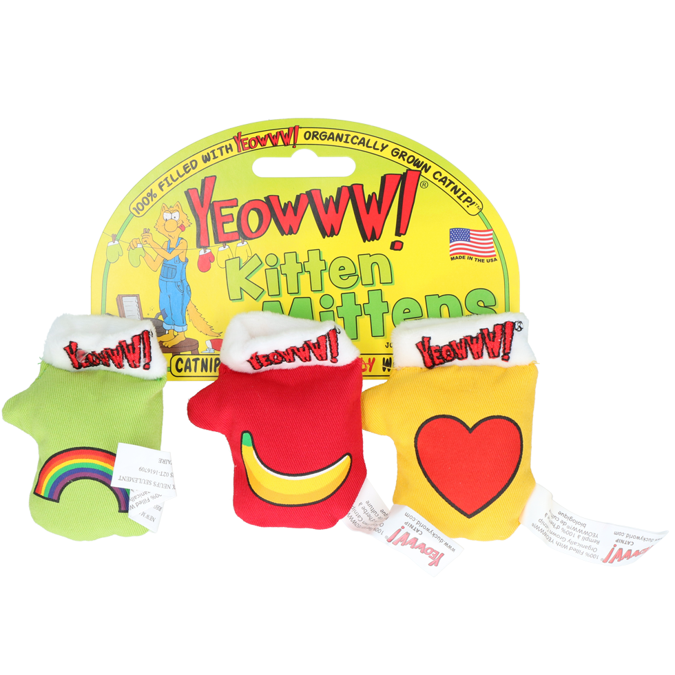 Yeowww! Kitten Mitten 3-pack - Kattenwanten gevuld met Catnip