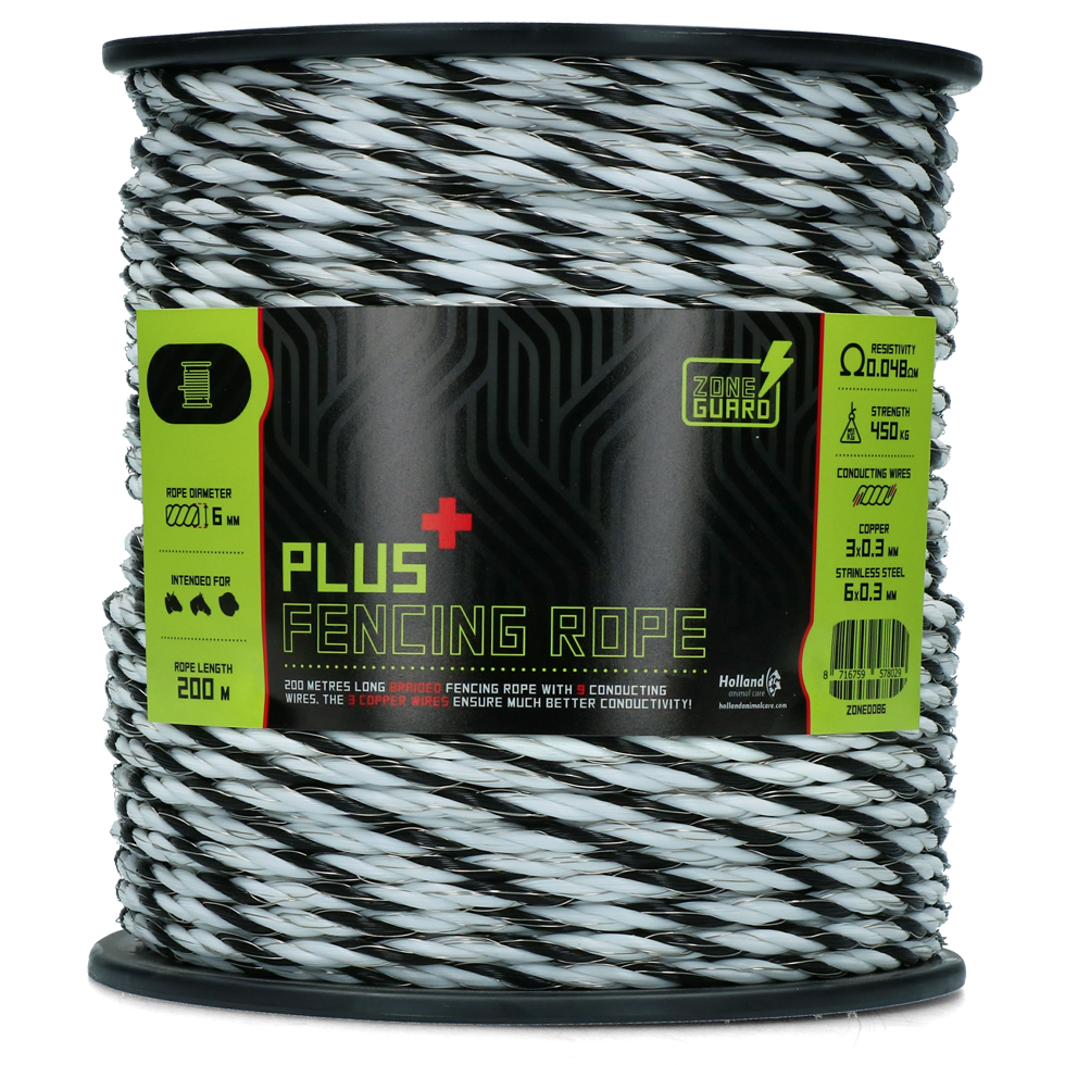 ZoneGuard 6 mm Plus Afrasteringskoord Zwart en Wit 200 m