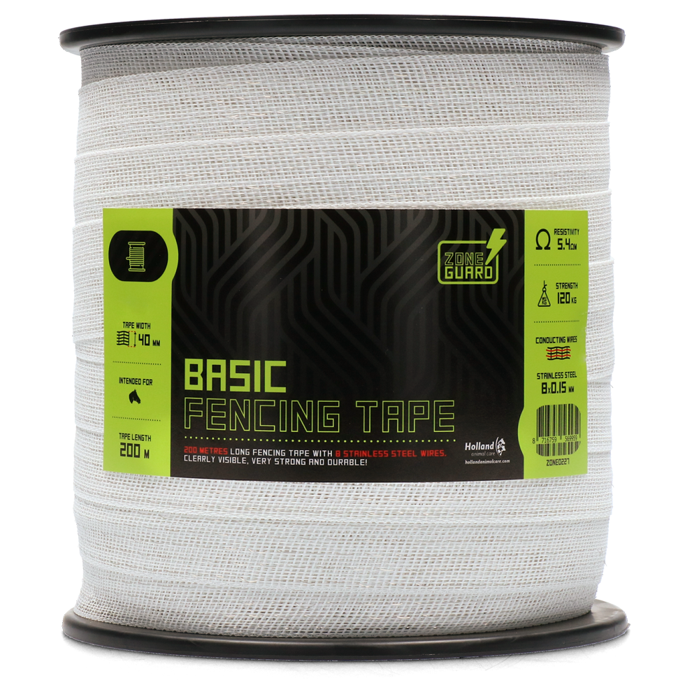 ZoneGuard 40 mm Basic Afrasteringslint Wit 200 m voor Paarden - afbeelding 1