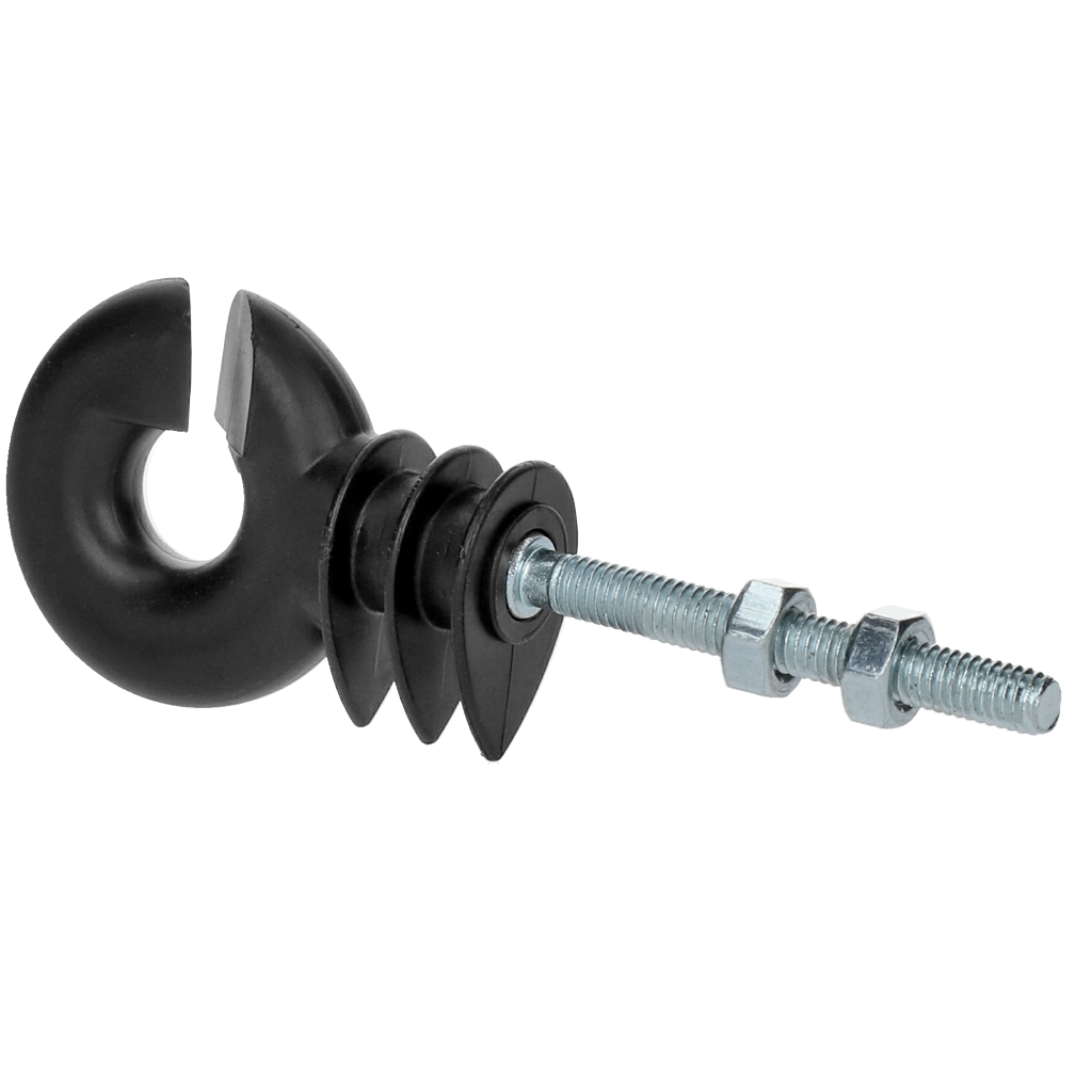 ZoneGuard Ringisolator zwart met moer voor metalen palen - afbeelding 1