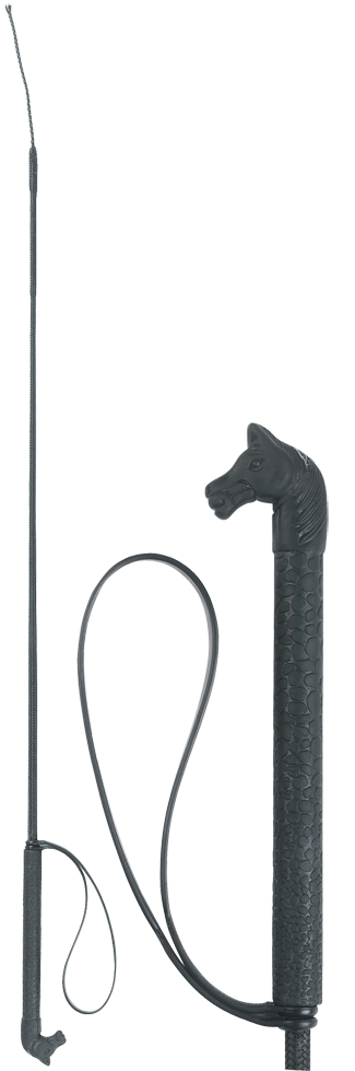 Rijzweep 90 cm zwart met paardenhoofdgreep - afbeelding 2